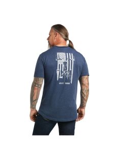 Ariat Rebar Cotton Strong American Outdoors T-Shirt Navy Heather | BUEYPH-721