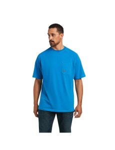 Ariat Rebar Cotton Strong T-Shirt Deep Water | SXIBUC-785