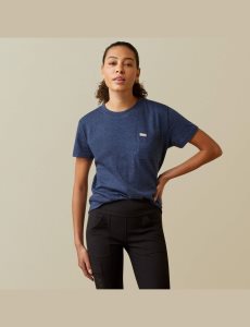 Ariat Rebar Cotton Strong T-Shirt Navy Heather | WNAJRV-072