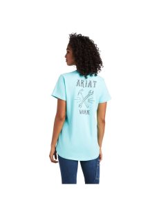 Ariat Rebar Cotton Strong Wrench Graphic T-Shirt Aqua Sky | XAGKHR-147