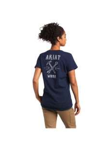 Ariat Rebar Cotton Strong Wrench Graphic T-Shirt Navy Eclipse | XQMRPB-264