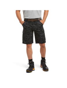 Ariat Rebar DuraStretch Made Tough Cargo Short Black Camo | CRMYOF-456