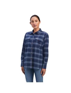 Ariat Rebar Flannel DuraStretch Work Shirt Navy | EKMDFV-714