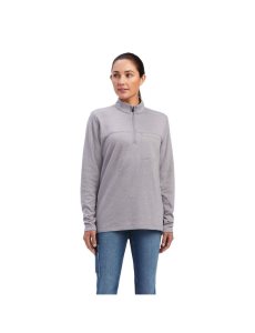 Ariat Rebar Foundation 1/4 Zip Shirt Heather Grey | JVACQO-786