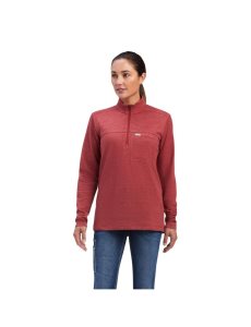 Ariat Rebar Foundation 1/4 Zip Shirt Rosewood | ZAWCSN-697