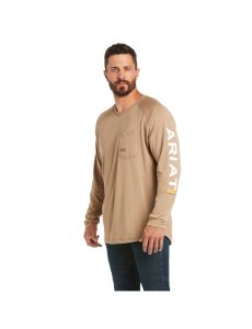 Ariat Rebar Heat Fighter T-Shirt Khaki | IGREHN-937