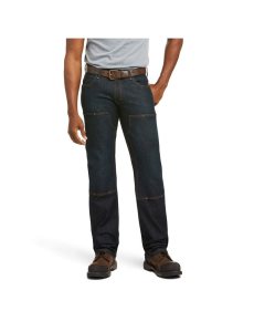 Ariat Rebar M5 Straight DuraStretch Basic Double Front Stackable Straight Leg Jean Blackstone | OBMFAI-768