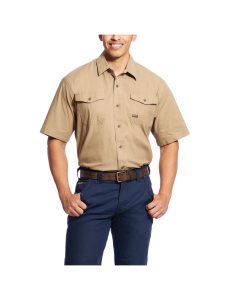 Ariat Rebar Made Tough DuraStretch Work Shirt Khaki | KTULPN-375