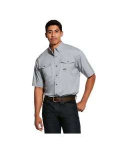 Ariat Rebar Made Tough VentTEK DuraStretch Work Shirt Charcoal Heather | CALRUD-570