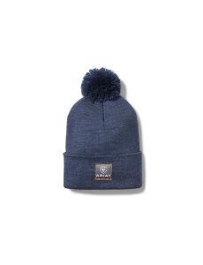 Ariat Rebar Pom Beanie Denim Heather | KUVSIC-140