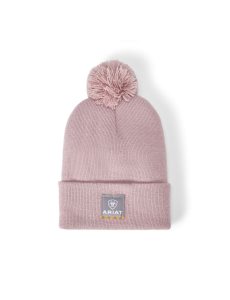 Ariat Rebar Pom Beanie Light Orchid | LCEAJY-954