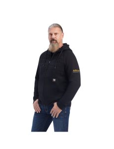 Ariat Rebar Regulator Full Zip Hoodie Black | XOQEGJ-689