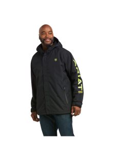 Ariat Rebar Stormshell Logo Waterproof Jacket Black/Lime | IPRBMS-081