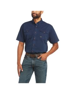 Ariat Rebar Washed Twill Work Shirt Navy | QWFYVP-934