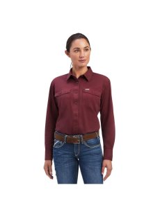 Ariat Rebar Washed Twill Work Shirt Port | QLEHSJ-439