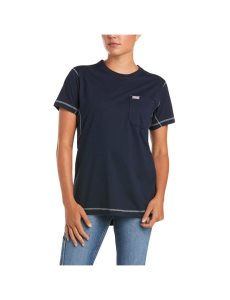 Ariat Rebar Work Woman Camo Flag T-Shirt Navy | FBULDR-921