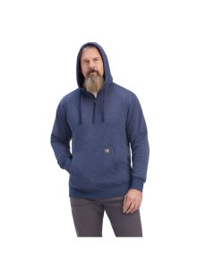 Ariat Rebar Workman 1/4 Zip Hoodie Navy Heather | CDISJZ-437