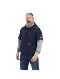 Ariat Rebar Workman Dually Hoodie Navy/Heather Grey | BINFGL-640