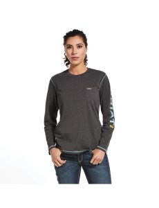 Ariat Rebar Workman Logo T-Shirt Charcoal Heather | WQSZCP-548