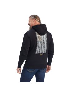 Ariat Rebar Workman Reflective Flag Full Zip Hoodie Black | CKHYQU-708