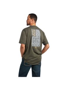 Ariat Rebar Workman Reflective Flag T-Shirt Sage Heather | BEWZNM-798