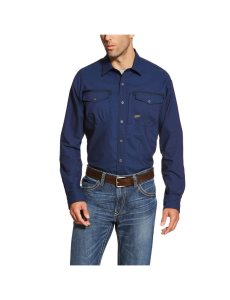 Ariat Rebar Workman Work Shirt Navy | UWTDYR-731