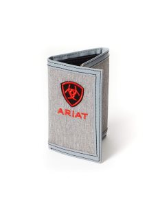 Ariat Red Shield Gray Fabric Trifold Wallet Grey | PCNFMG-817