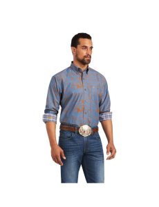 Ariat Relentless Cordage Stretch Classic Fit Shirt Bakelite Blue | ZGOWNS-462