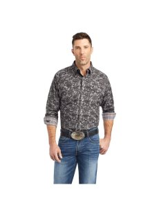 Ariat Relentless Sprightly Stretch Classic Fit Snap Shirt Black Chambray | NMBEVL-298