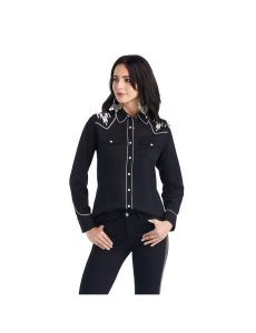 Ariat Retro Snap Chimayo Shirt Black | XGRWFJ-630