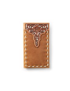 Ariat Rodeo Wallet Floral Embroidery Run Stitch Medium Brown | YOKITL-479