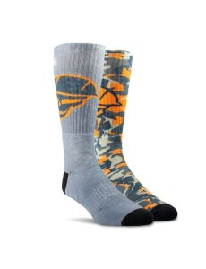 Ariat Roughneck Graphic Crew Work Sock 2 Pair Multi Color Pack Orange | ABGLMS-436