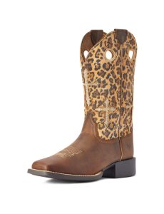 Ariat Round Up Crossroads Western Boot Distressed Tan | KDIHZB-916