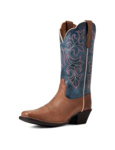 Ariat Round Up Square Toe Western Boot Storming Brown | GXDVBF-374