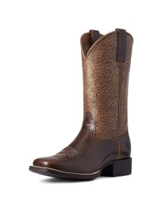 Ariat Round Up Wide Square Toe Western Boot Arizona Brown | YDTVHU-156