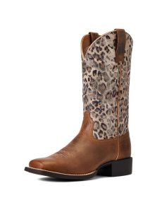 Ariat Round Up Wide Square Toe Western Boot Pearl Brown | ZPKUBI-753