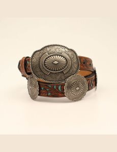 Ariat Round concho filigree belt Turquoise | IECWBH-508