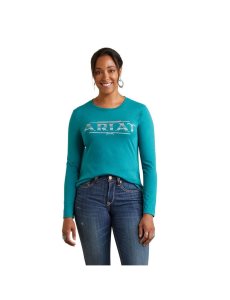 Ariat Serape Style T-Shirt Teal Green Heather | ZWYXVR-598