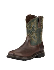 Ariat Sierra Wide Square Toe Steel Toe Work Boot Dark Brown | NIFBMX-530