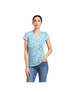 Ariat Snaffle T-Shirt Milky Blue Heather | HLPKTO-859