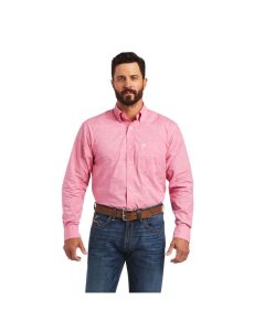 Ariat Solid Slub Classic Fit Shirt Bright Rose | FRIUJX-651