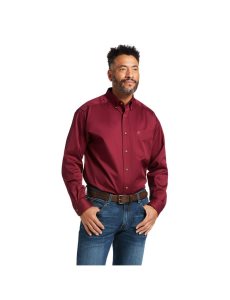 Ariat Solid Twill Classic Fit Shirt Burgundy | HPSJML-927