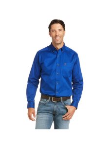 Ariat Solid Twill Fitted Shirt Ultramarine | PLHWZF-792