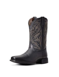 Ariat Sport Herdsman Western Boot Black Deertan | GQBVSF-067