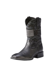 Ariat Sport Patriot Western Boot Black Deertan | BFNUZX-893