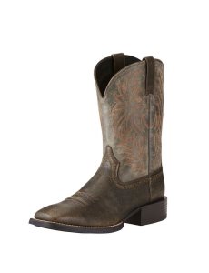 Ariat Sport Wide Square Toe Western Boot Brooklyn Brown | WHKLGJ-503