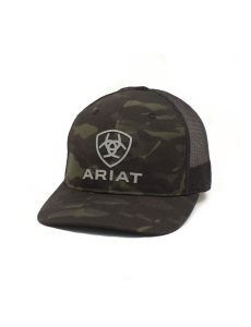 Ariat Stacked Logo Cap Black Camo | POHYJK-751