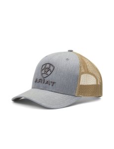 Ariat Stacked Logo Cap Grey/Tan | MWXEQD-543