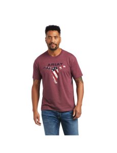 Ariat Steer Skull USA T-Shirt Burgundy Heather | CVPNLH-218