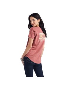 Ariat Sunset Lockup Tee Red Clay Heather | QAEURF-697